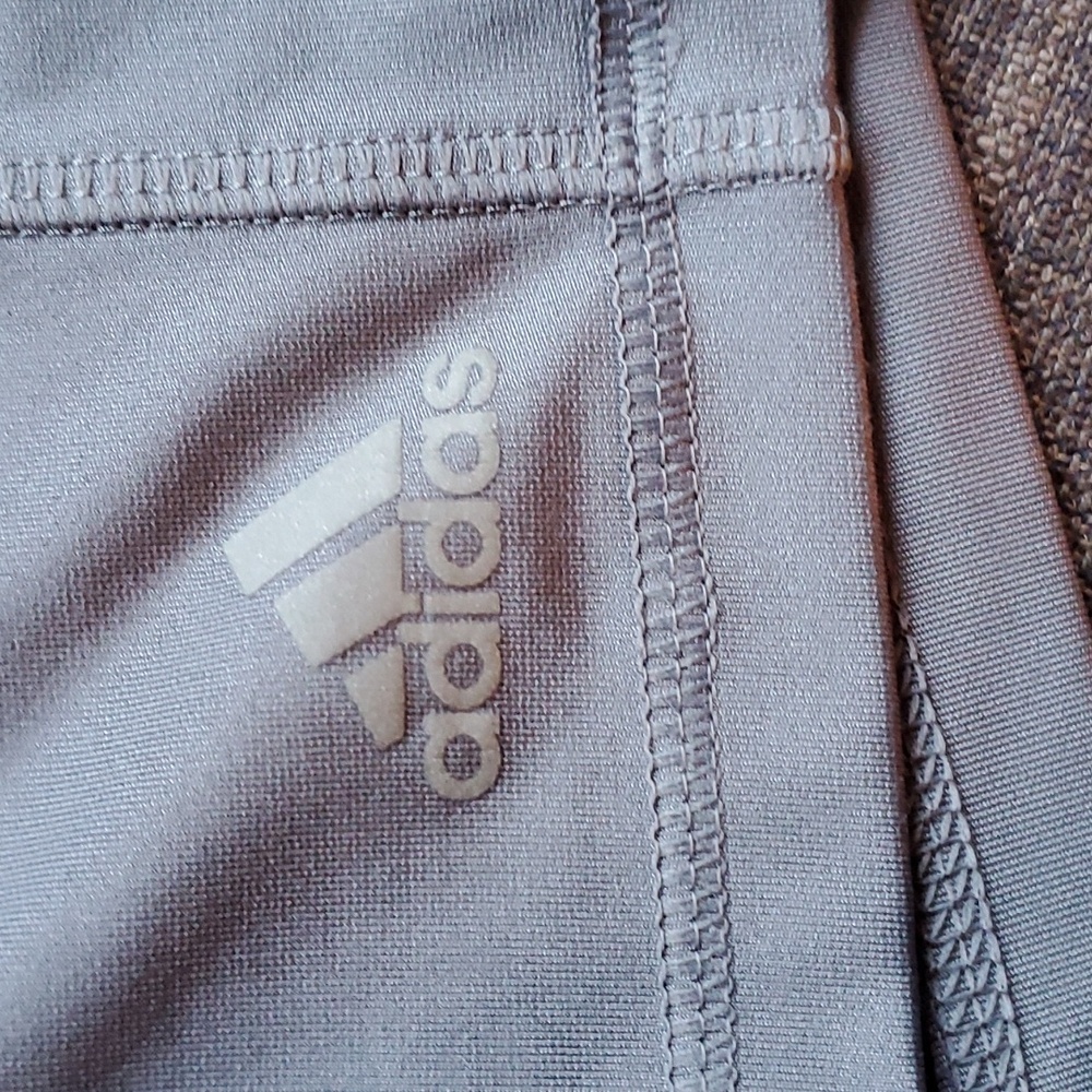 adidas Gray Athletic Shorts with Pink Waistband - Picture 2 of 13